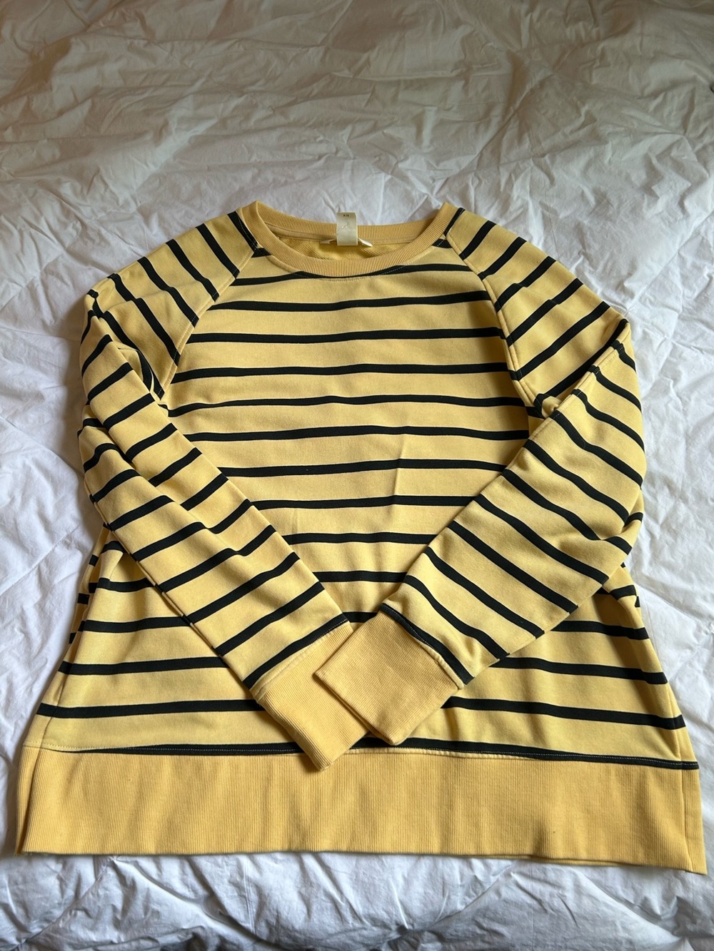 Yellow & Black Striped Crewneck Maternity Sweater
